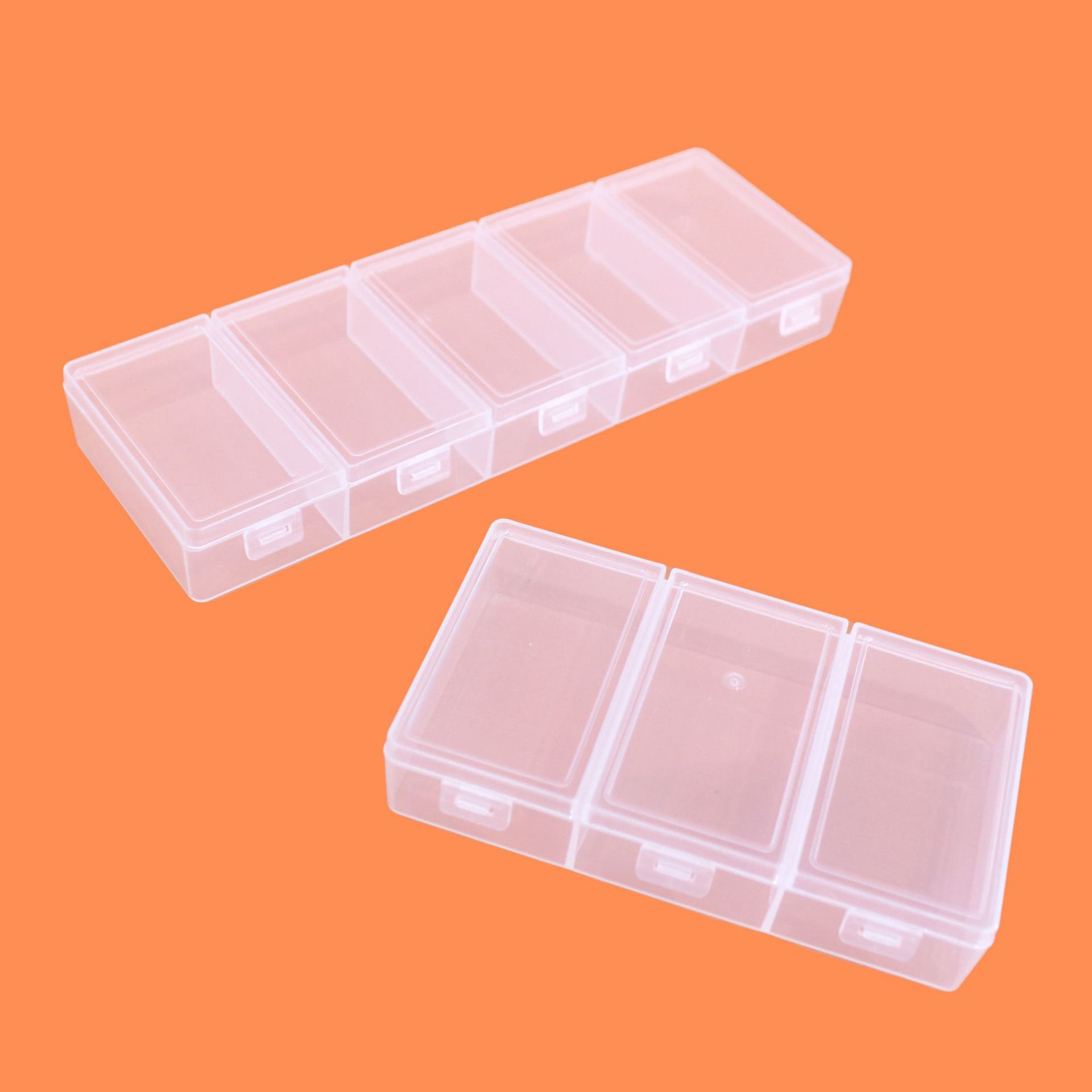 Partition Screen Divider - กล่องพลาสติกใสแบบมีฝาปิดแยกส่วน 3-5 ช่องต่อเนื่อง สำหรับเก็บอุปกรณ์อิเล็กทรอนิกส์ อุปกรณ์ตกปลา และเครื่องประดับ