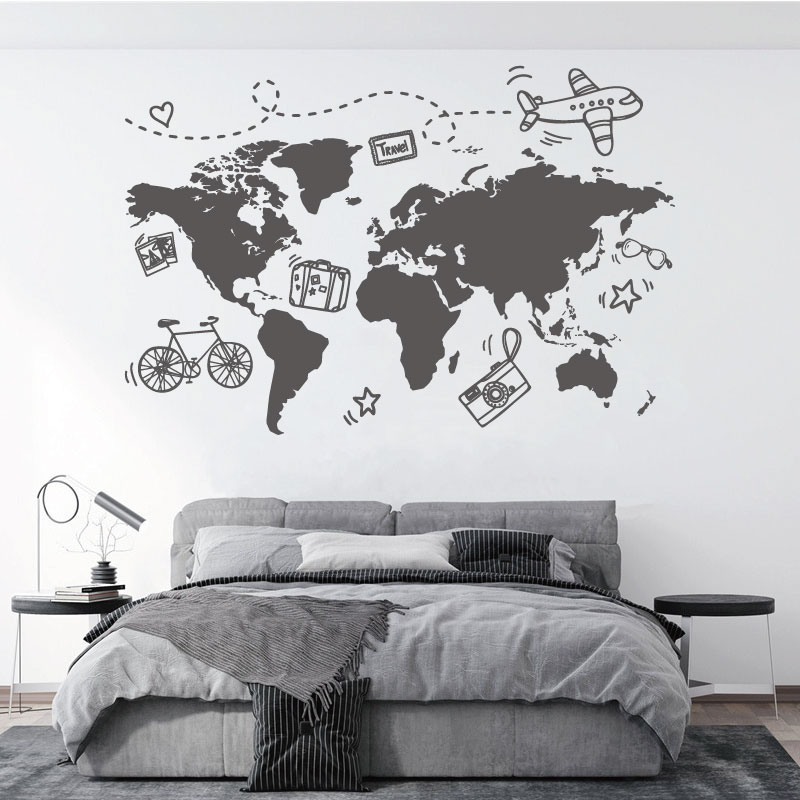 Office Furniture To Go - Go Travel World สติกเกอร์ติดผนังแผนที่ Office Travel