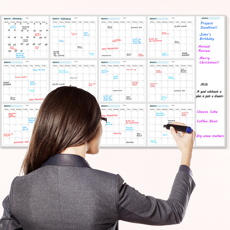 Dry Erase Weekly - ปฏิทินวางแผนรายเดือน/รายสัปดาห์ขนาดใหญ่พิเศษ 35x58 นิ้ว แบบลบได้ ไวท์บอร์ด กระดานดำ