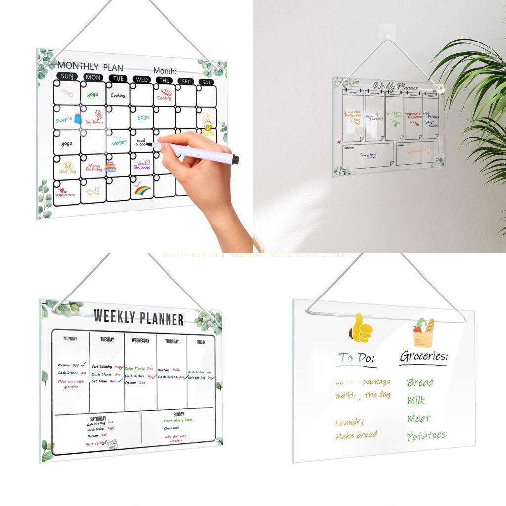 Dry Erase Weekly - บันทึกการแขวนตู้เย็นบอร์ดกระดานไวท์บอร์ดรายสัปดาห์ล้างแห้งการเขียนบอร์ดชุด