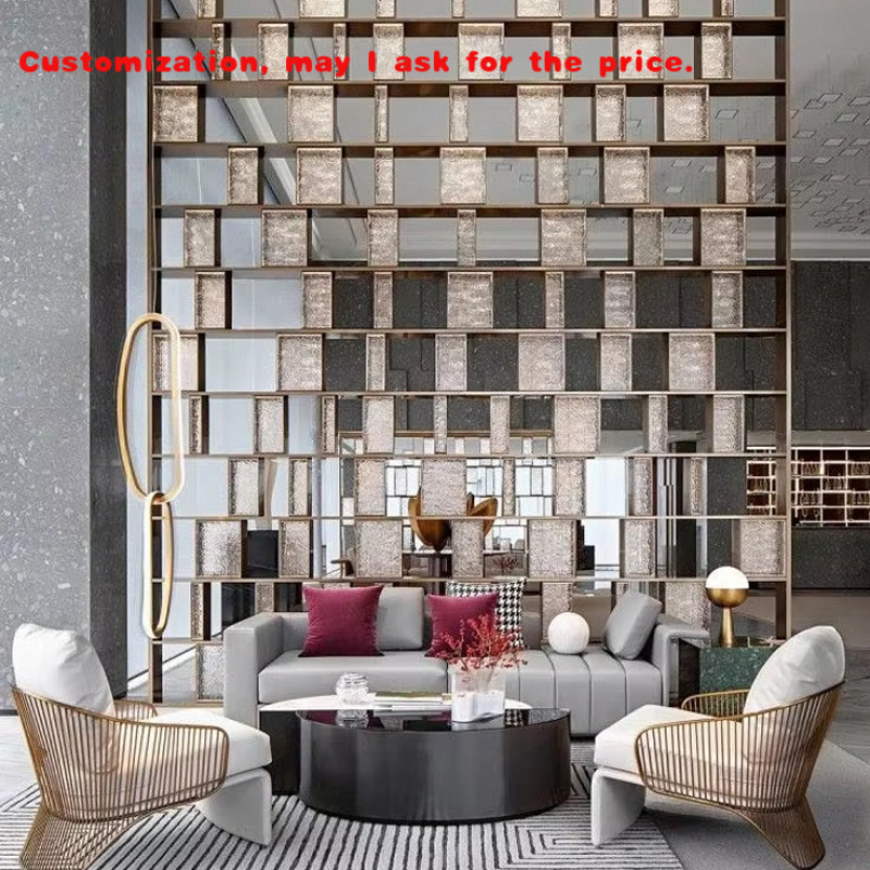 Partition Screen Divider - ฉากกั้นห้องสแตนเลสแบบโมเดิร์น พร้อมชั้นวางของในตัว - กันน้ำ ทนทาน ติดตั้งง่าย
