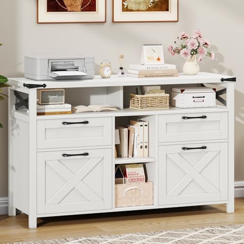 File Cabinet Lateral - ตู้เก็บเอกสารพร้อมชั้นวางแบบเปิดสำหรับโฮมออฟฟิศ สีขาว | ตู้เก็บเอกสารแบบเรียงรายสำหรับฟาร์มเฮาส์