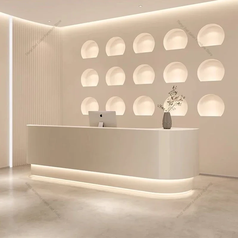 Office Furniture Center - ครีมสไตล์นอร์ดิกแผนกต้อนรับ Originality Modern Design Beauty Salon