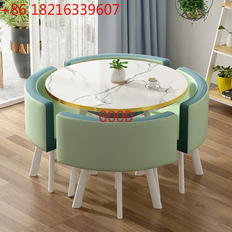 Office Furniture Center - TAO โป๊กเกอร์ ชุดโต๊ะรับประทานอาหารหินอ่อน 4 เก้าอี้ โต๊ะรับประทานอาหารทรงกลม