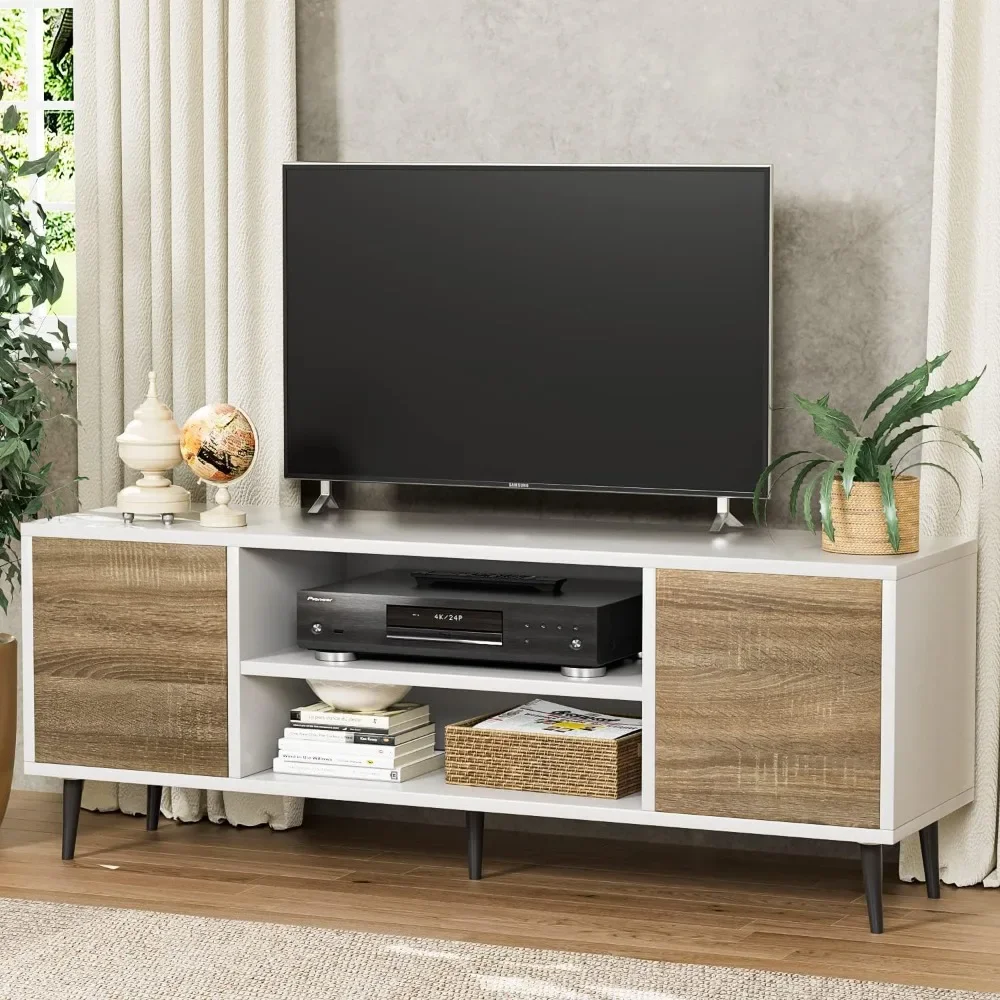 Office Furniture Center - l ขาตั้งทีวีเฟอร์นิเจอร์ห้องนั่งเล่นศูนย์รวมความบันเทิงพร้อมตู้เก็บของ 2 ตู้ขาตั้งโทรทัศน์ห้องนอนสํานักงาน 58 นิ้ว