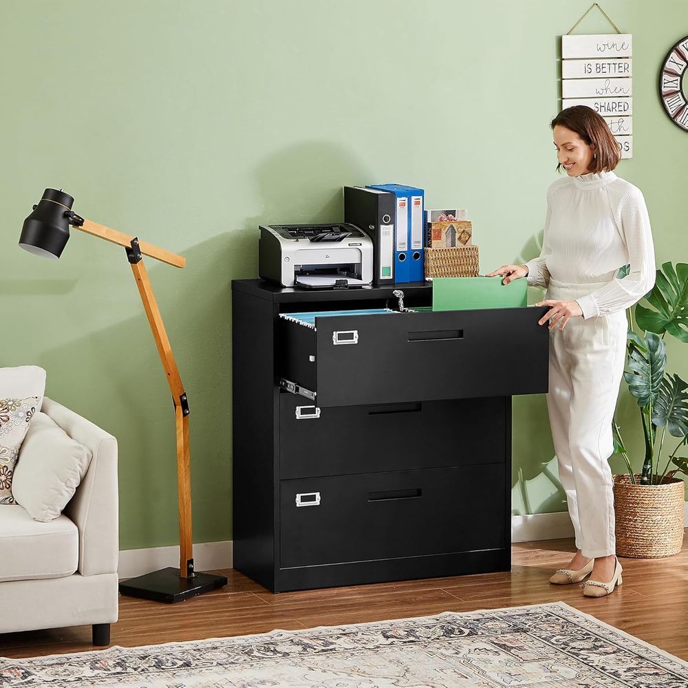 ตู้เก็บเอกสารโลหะสีดำแบบ 3 ลิ้ - File Cabinet Lateral บทวิจารณ์และราคา