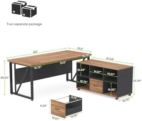 โต๊ะทำงานผู้บริหารขนาด 63 นิ้ว - File Cabinet Lateral บทวิจารณ์และราคา