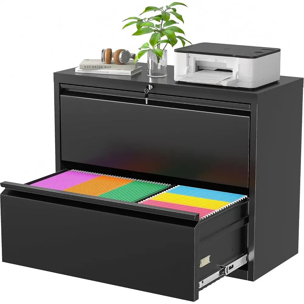 ตู้เก็บเอกสารสีดำแบบมีล็อค ทำจ - File Cabinet Lateral บทวิจารณ์และราคา