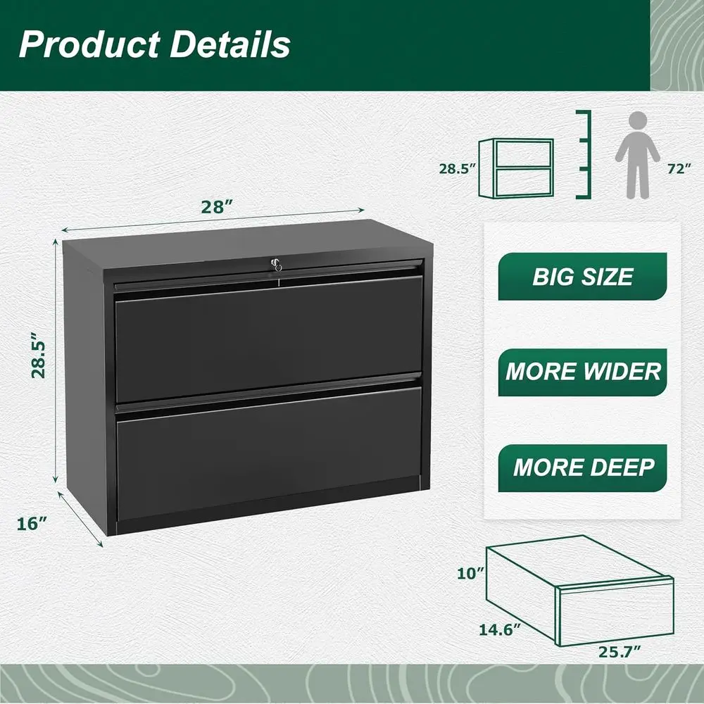 ตู้เก็บเอกสารสีดำแบบมีล็อค ทำจ - File Cabinet Lateral บทวิจารณ์และราคา