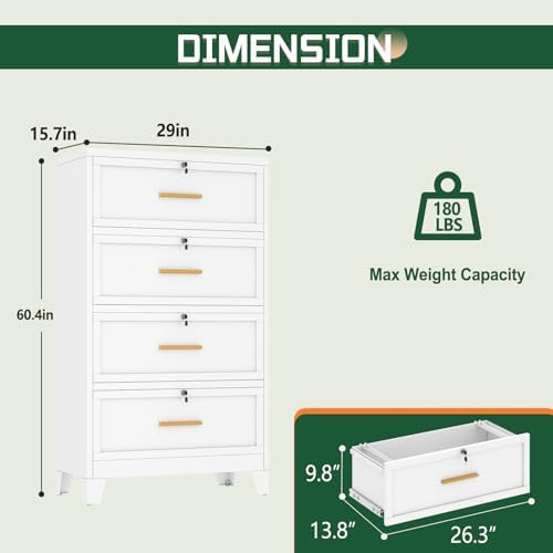 ตู้เก็บเอกสาร 4 ลิ้นชักพร้อมกุ - File Cabinet Lateral บทวิจารณ์และราคา