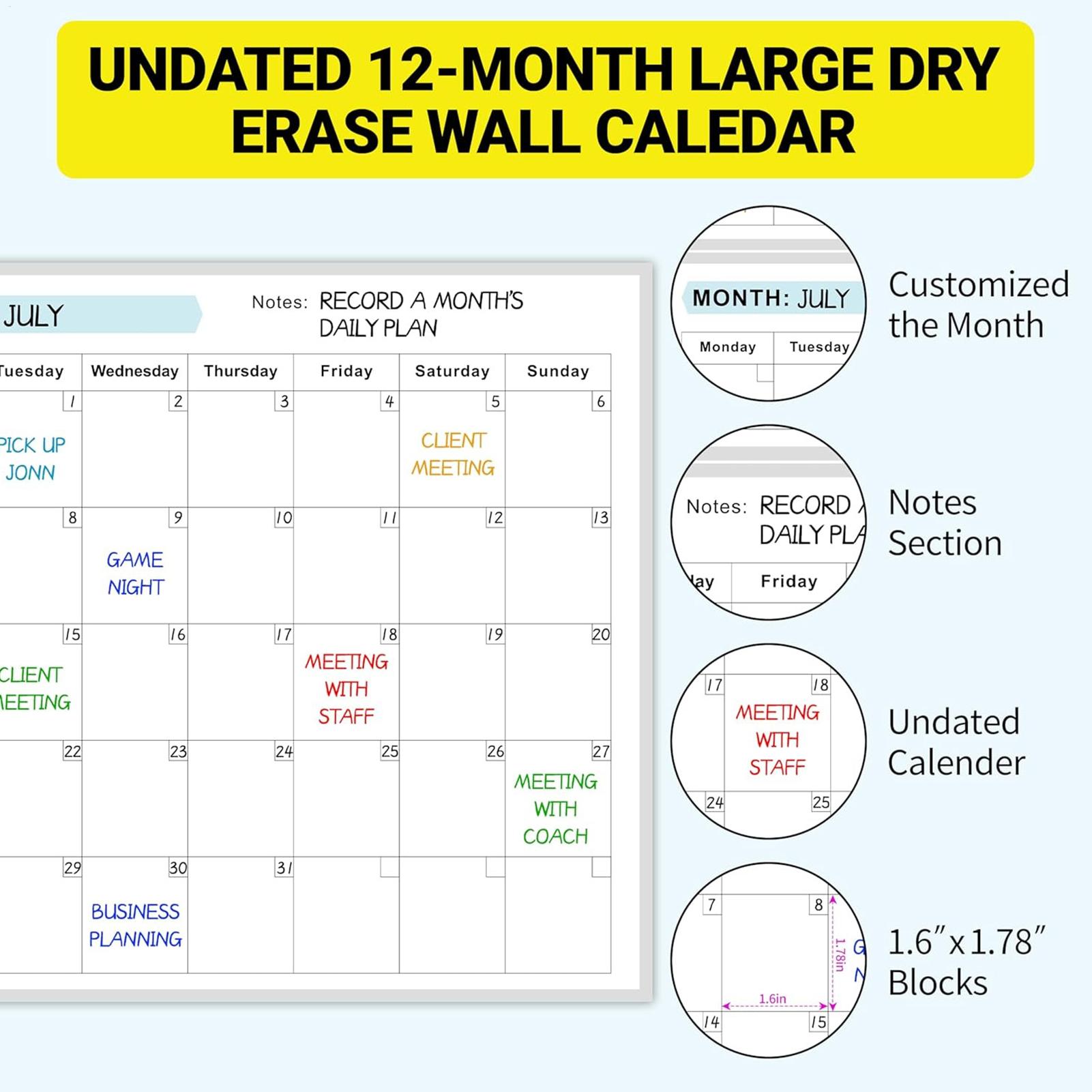 ปฏิทินวางแผนรายปีแบบลบได้ ปฏิท - Dry Erase Weekly บทวิจารณ์และราคา