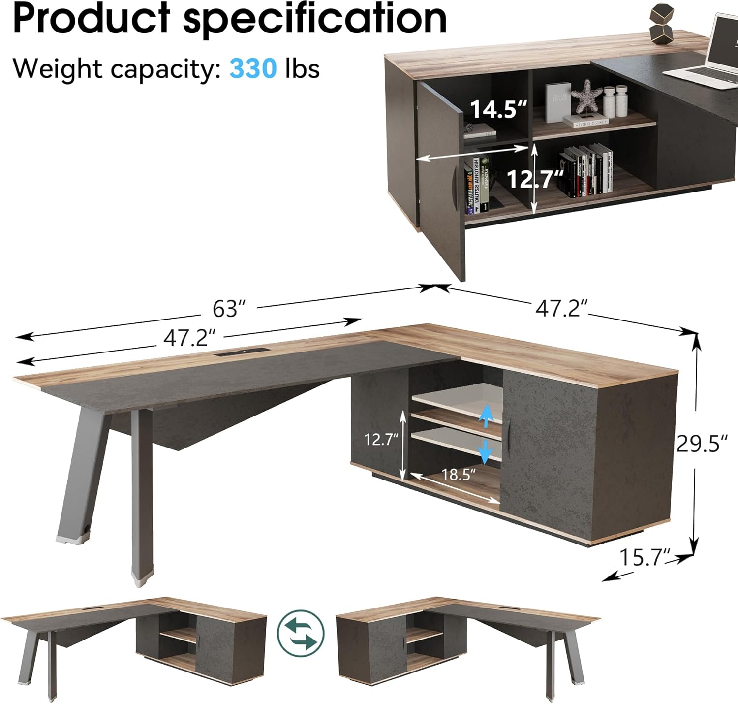 โต๊ะทำงานผู้บริหารรูปตัว L ขนา - File Cabinet Lateral บทวิจารณ์และราคา