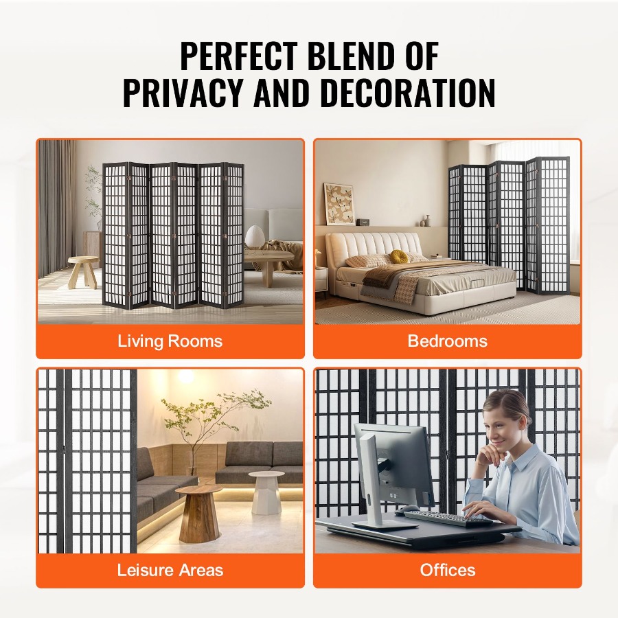 ฉากกั้นห้องแบบญี่ปุ่น 6 แผง พั - Partition Screen Divider บทวิจารณ์และราคา