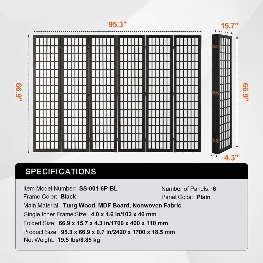 ฉากกั้นห้องแบบญี่ปุ่น 6 แผง พั - Partition Screen Divider บทวิจารณ์และราคา