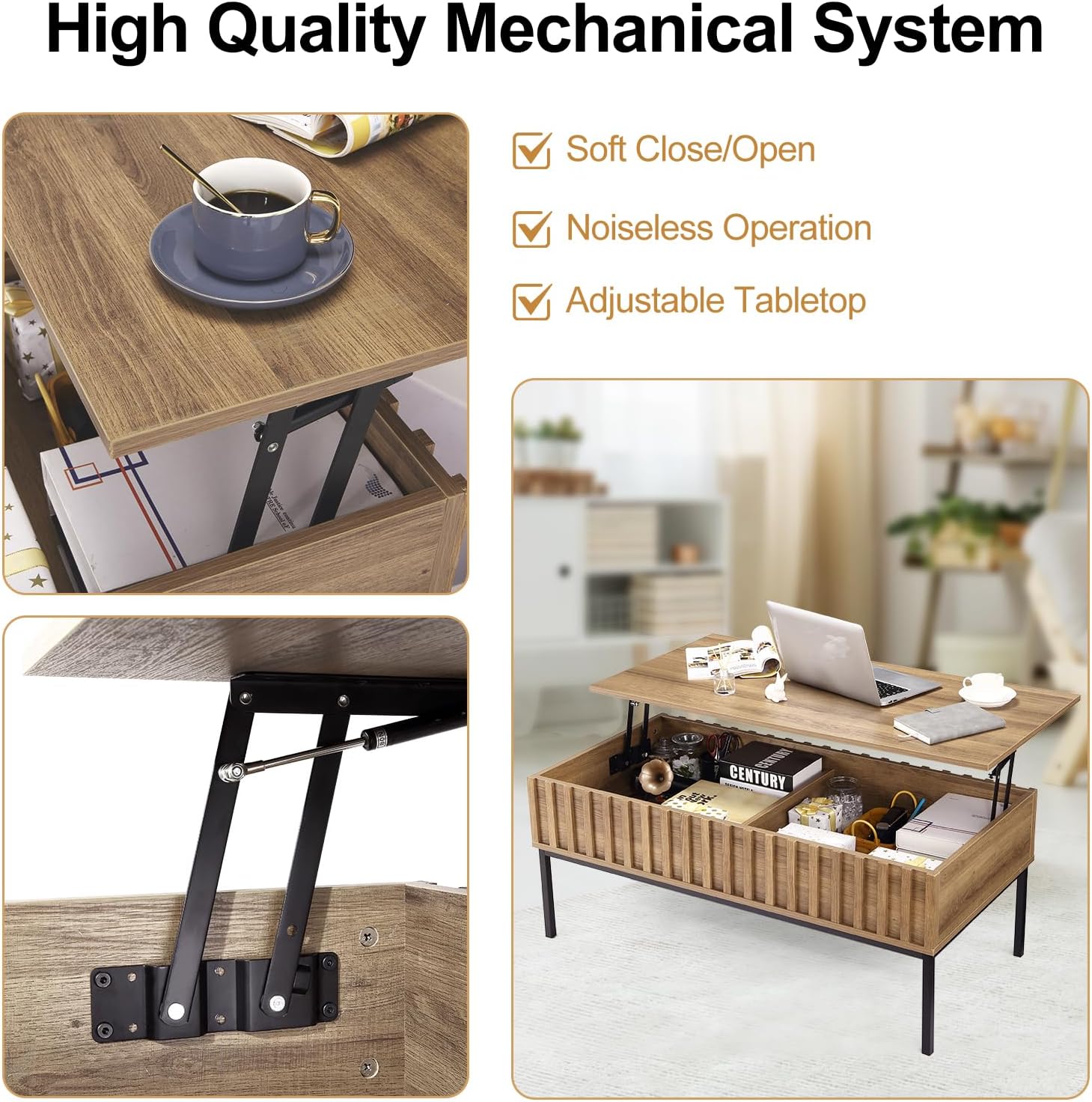 โต๊ะกาแฟไม้ยกสูงพร้อมช่องเก็บข - Office Furniture Center บทวิจารณ์และราคา