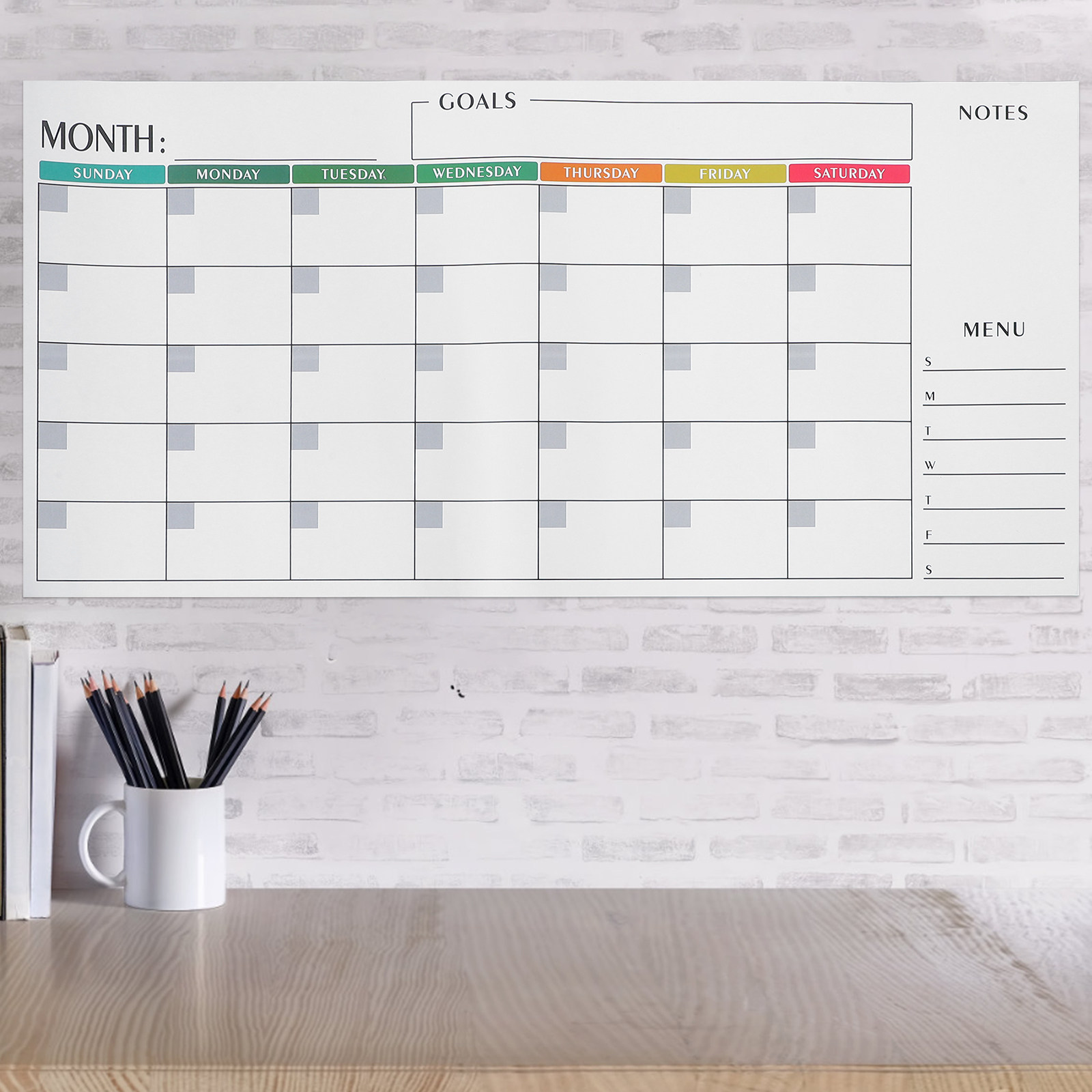 ปฏิทินติดผนังแบบมินิมอล กระดาน - Dry Erase Weekly บทวิจารณ์และราคา