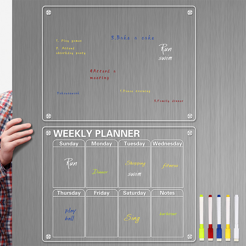 กระดานแม่เหล็กใสสำหรับติดตู้เย - Dry Erase Weekly บทวิจารณ์และราคา